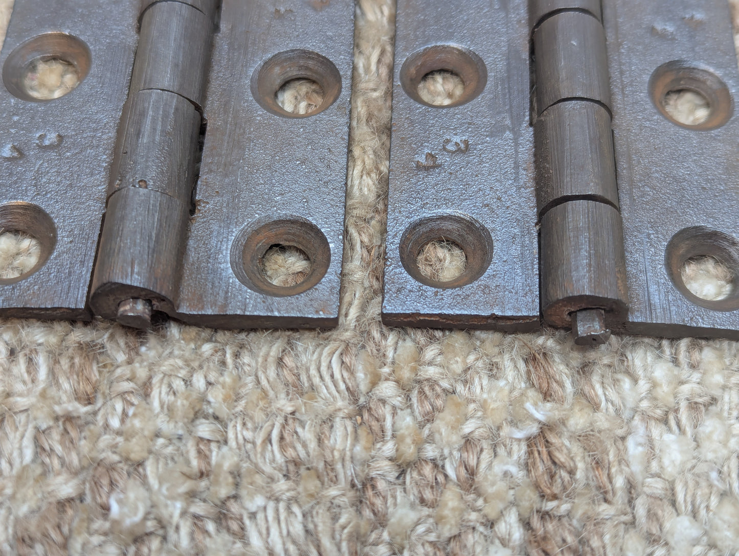 Pair 2 1/16" x 3 3/16" Antique Cast Iron Butt Hinges Door Hardware
