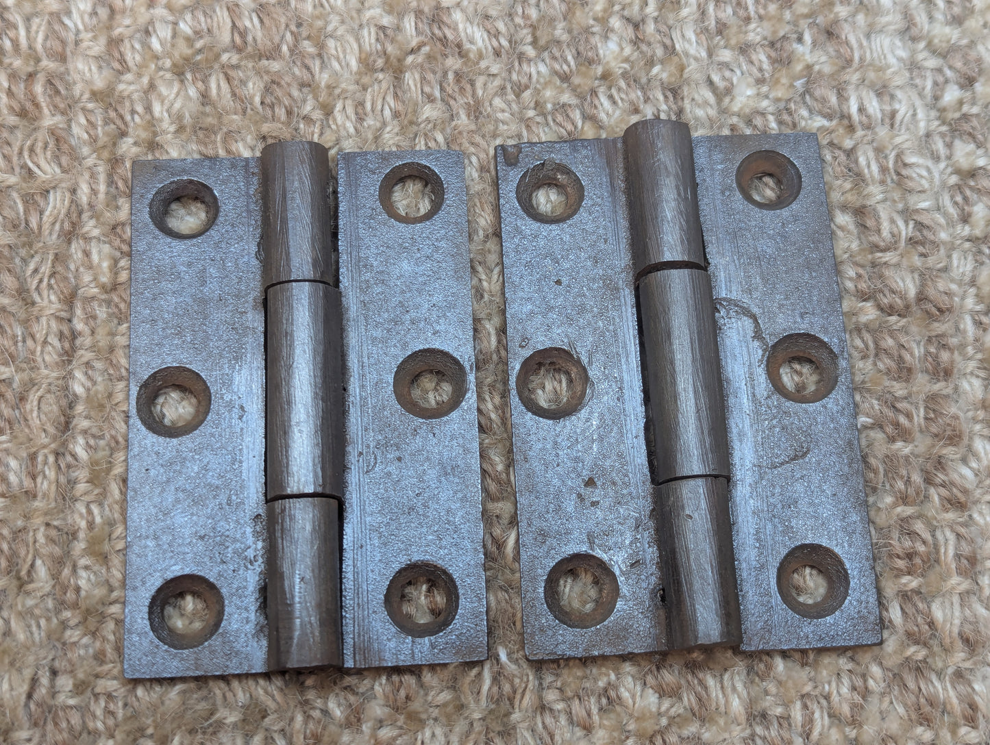 Pair 2 1/16" x 3 3/16" Antique Cast Iron Butt Hinges Door Hardware