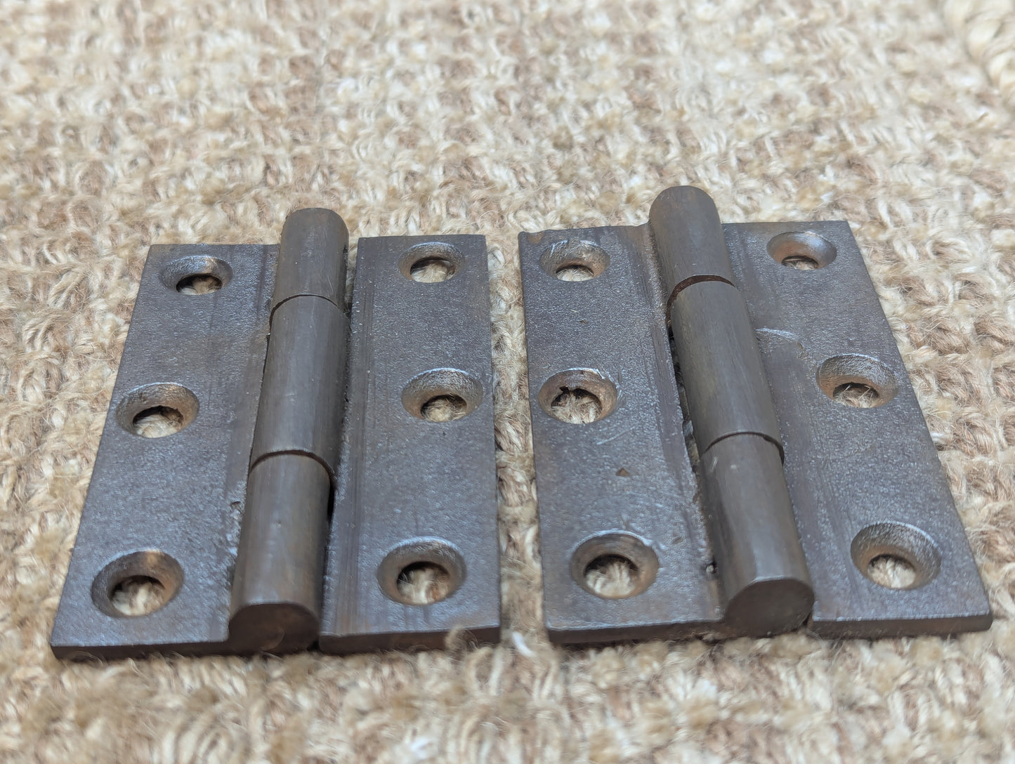 Pair 2 1/16" x 3 3/16" Antique Cast Iron Butt Hinges Door Hardware