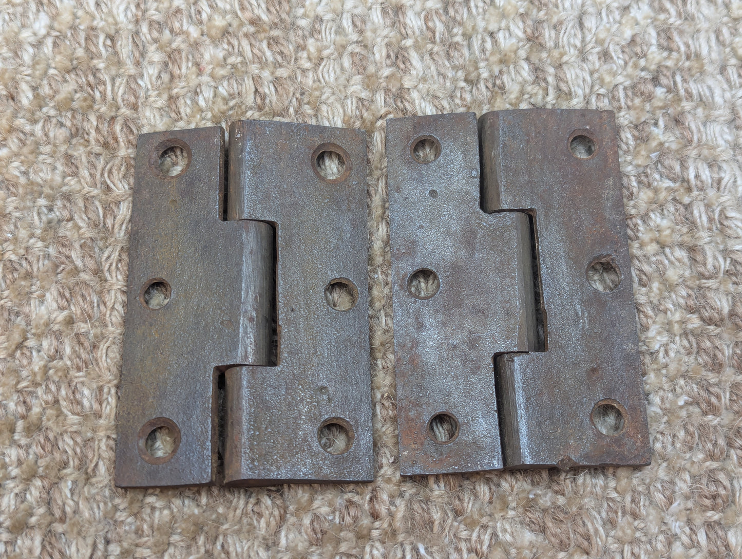 Pair 2 1/16" x 3 3/16" Antique Cast Iron Butt Hinges Door Hardware