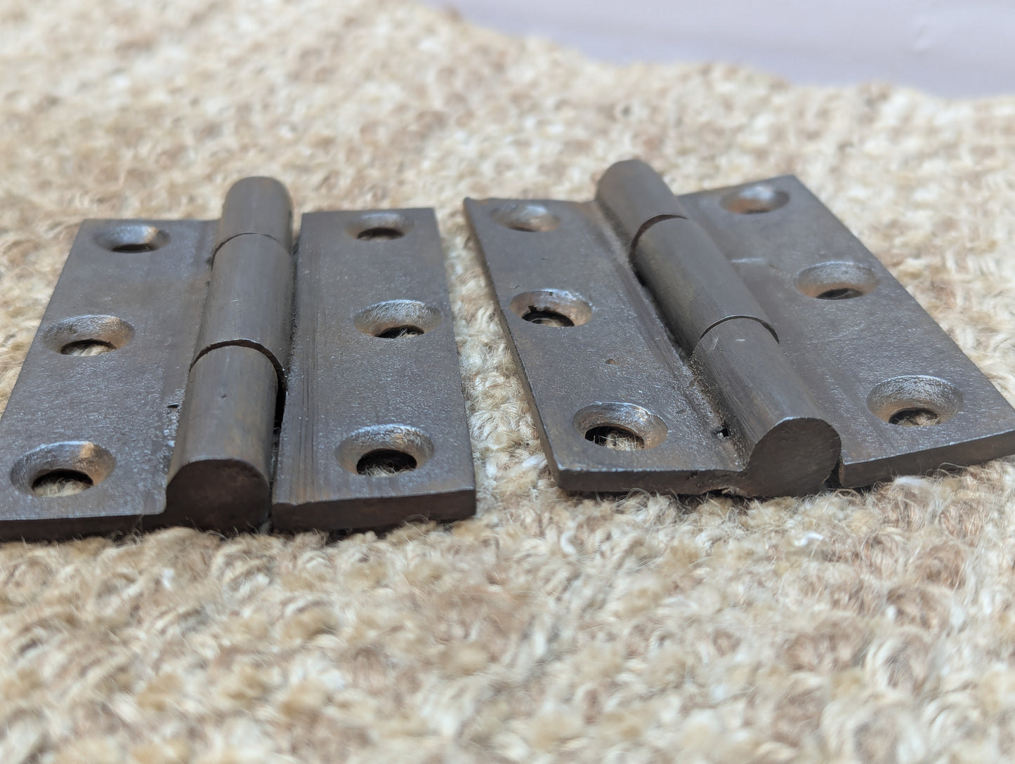 Pair 2 1/16" x 3 3/16" Antique Cast Iron Butt Hinges Door Hardware