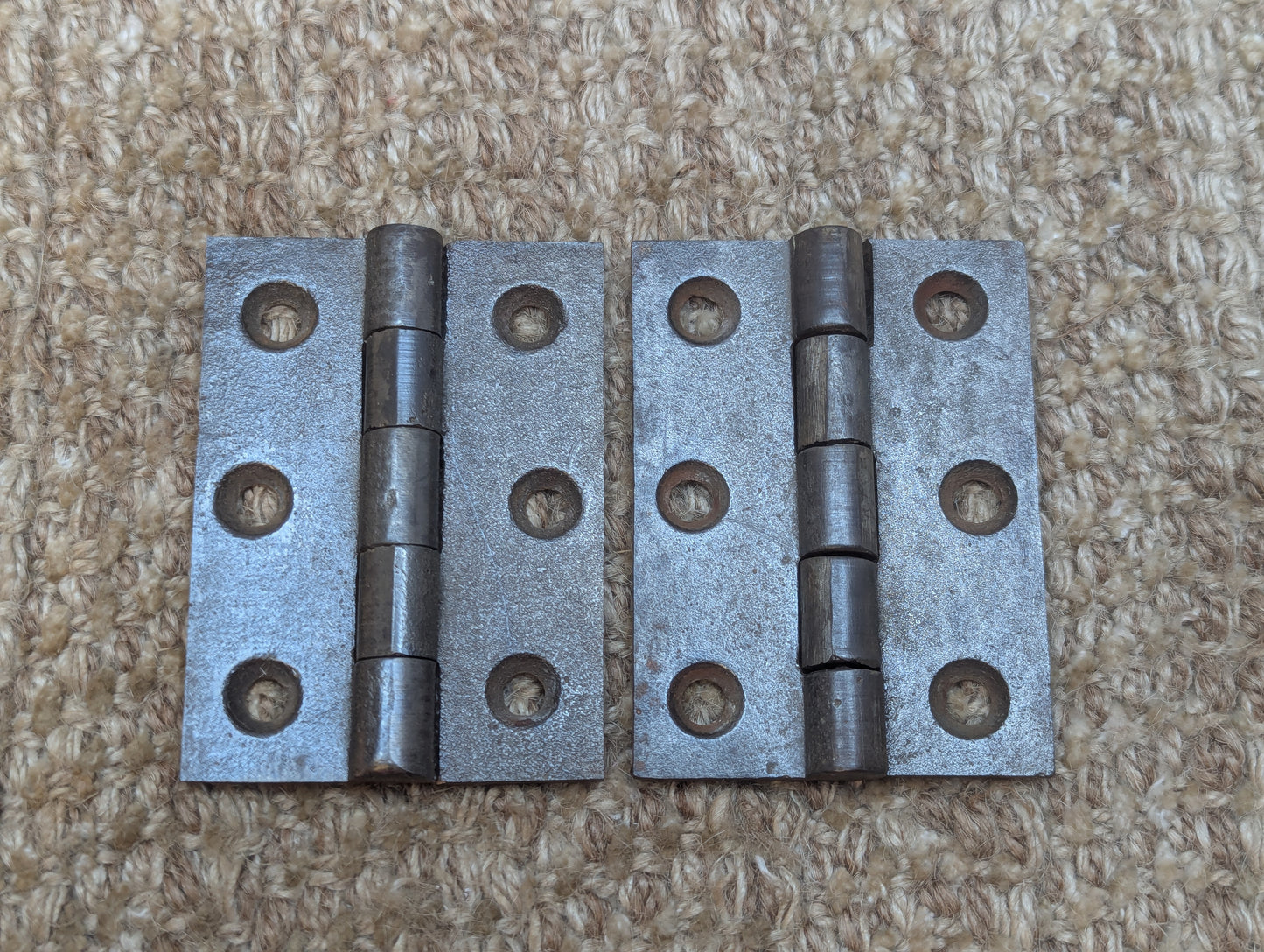 Pair 2 3/16" x 3" Antique Cast Iron Butt Hinges Door Hardware