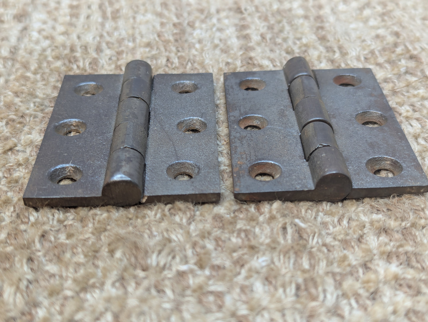 Pair 2 3/16" x 3" Antique Cast Iron Butt Hinges Door Hardware