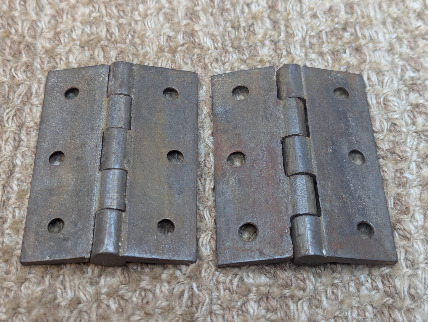 Pair 2 3/16" x 3" Antique Cast Iron Butt Hinges Door Hardware