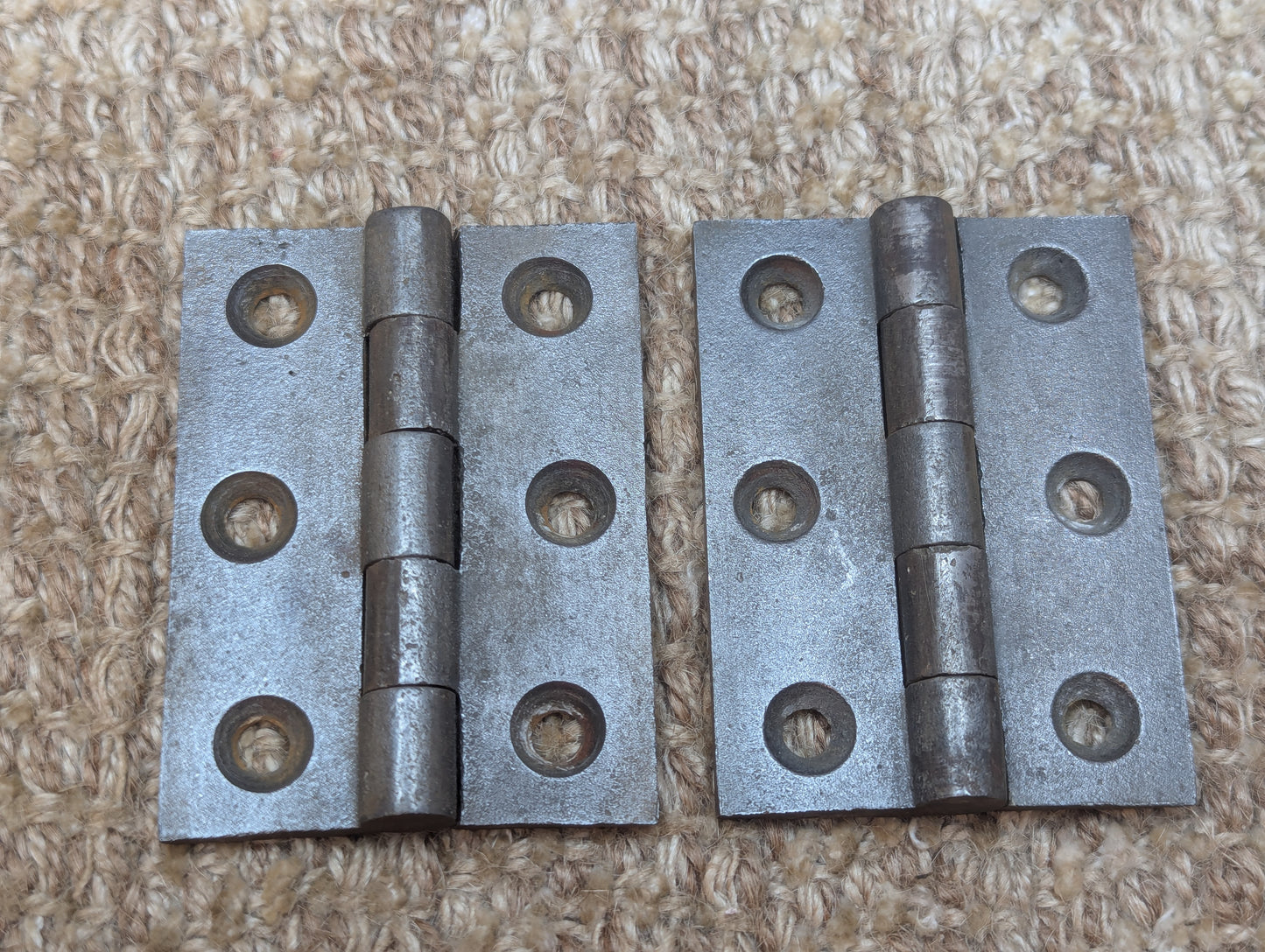 Pair 2 3/16" x 3" Antique Cast Iron Butt Hinges Door Hardware