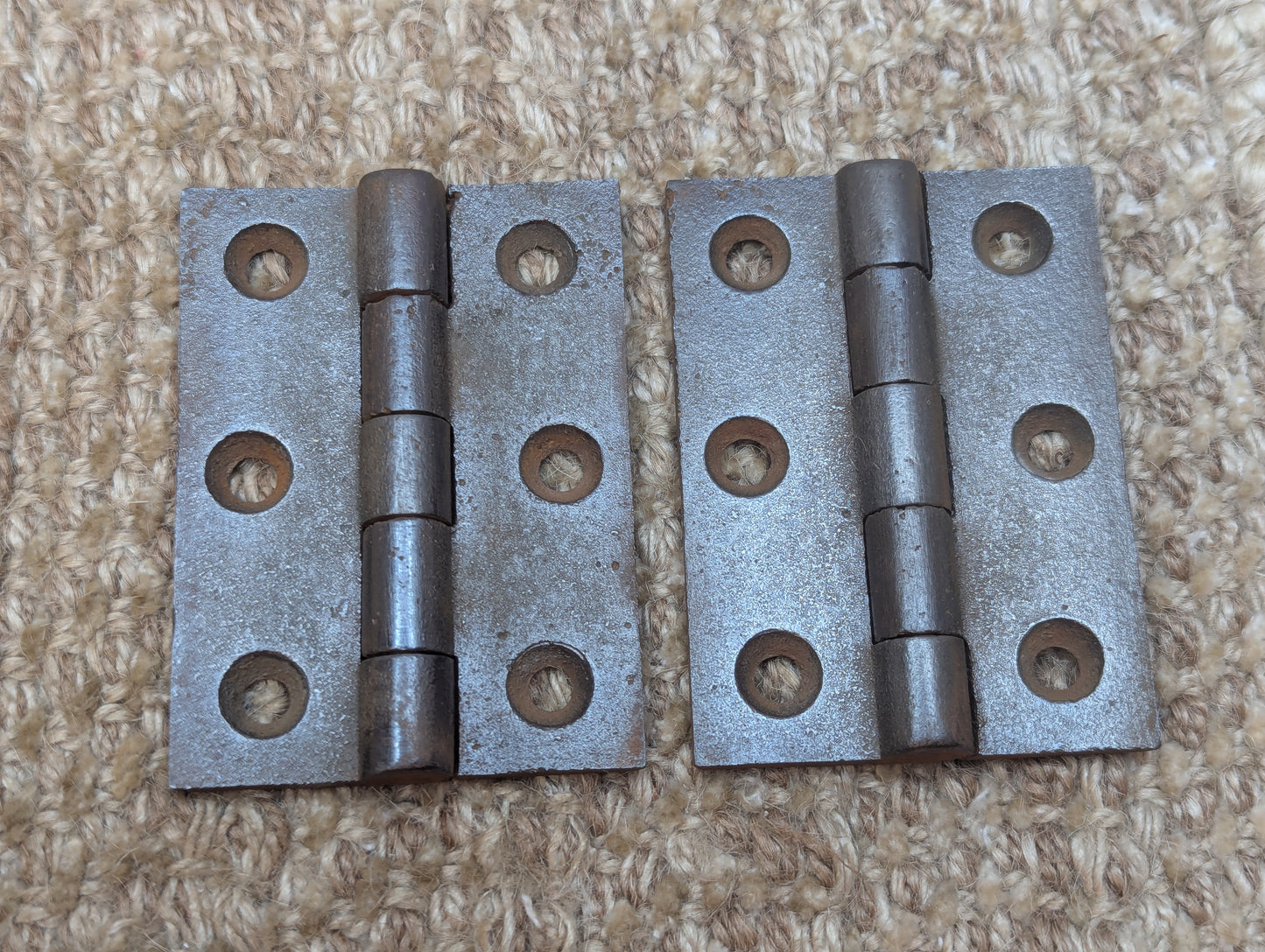 Pair 2 3/16" x 3" Antique Cast Iron Butt Hinges Door Hardware