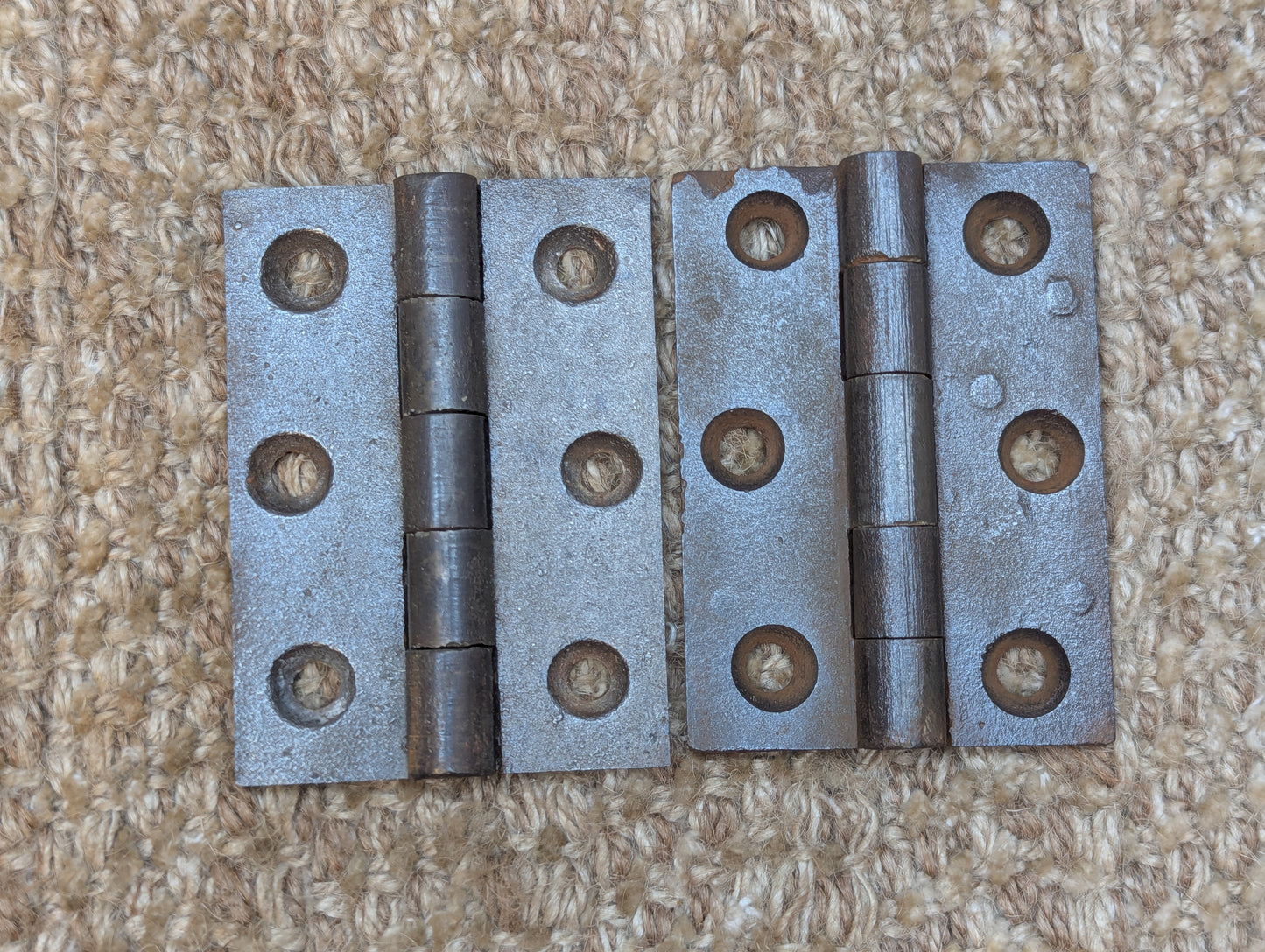Pair 2 1/8" x 3" Antique Cast Iron Butt Hinges Door Hardware