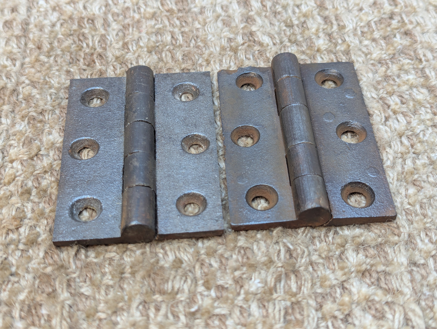 Pair 2 1/8" x 3" Antique Cast Iron Butt Hinges Door Hardware
