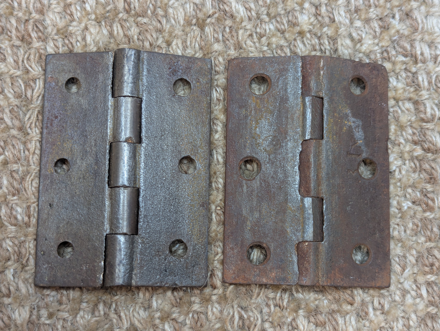 Pair 2 1/8" x 3" Antique Cast Iron Butt Hinges Door Hardware