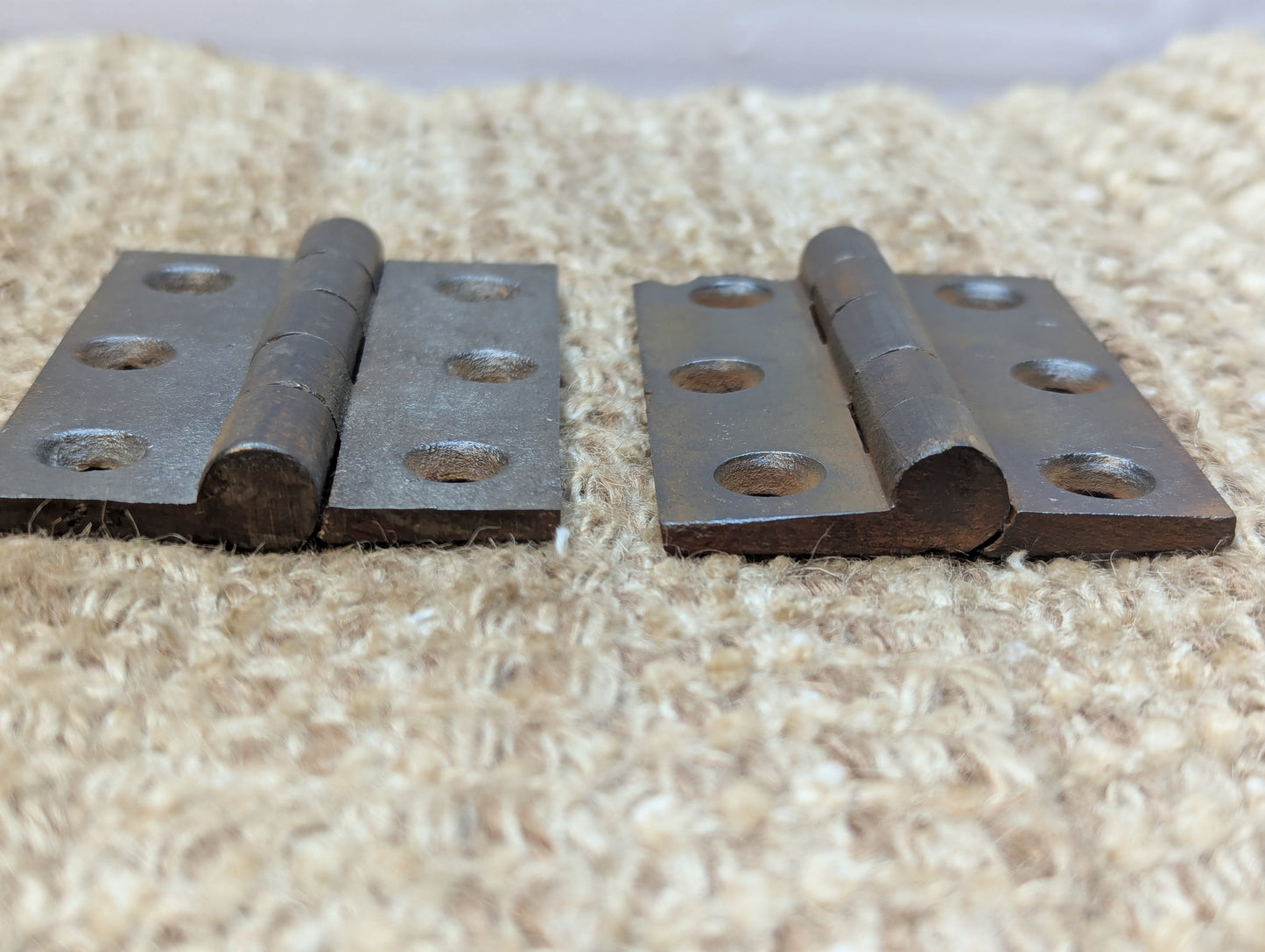 Pair 2 1/8" x 3" Antique Cast Iron Butt Hinges Door Hardware