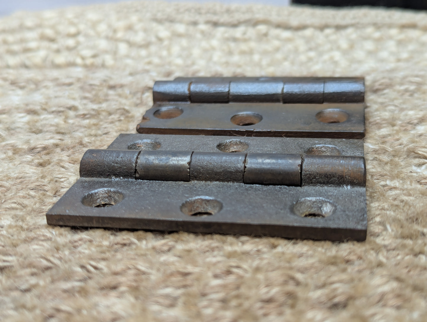Pair 2 1/8" x 3" Antique Cast Iron Butt Hinges Door Hardware