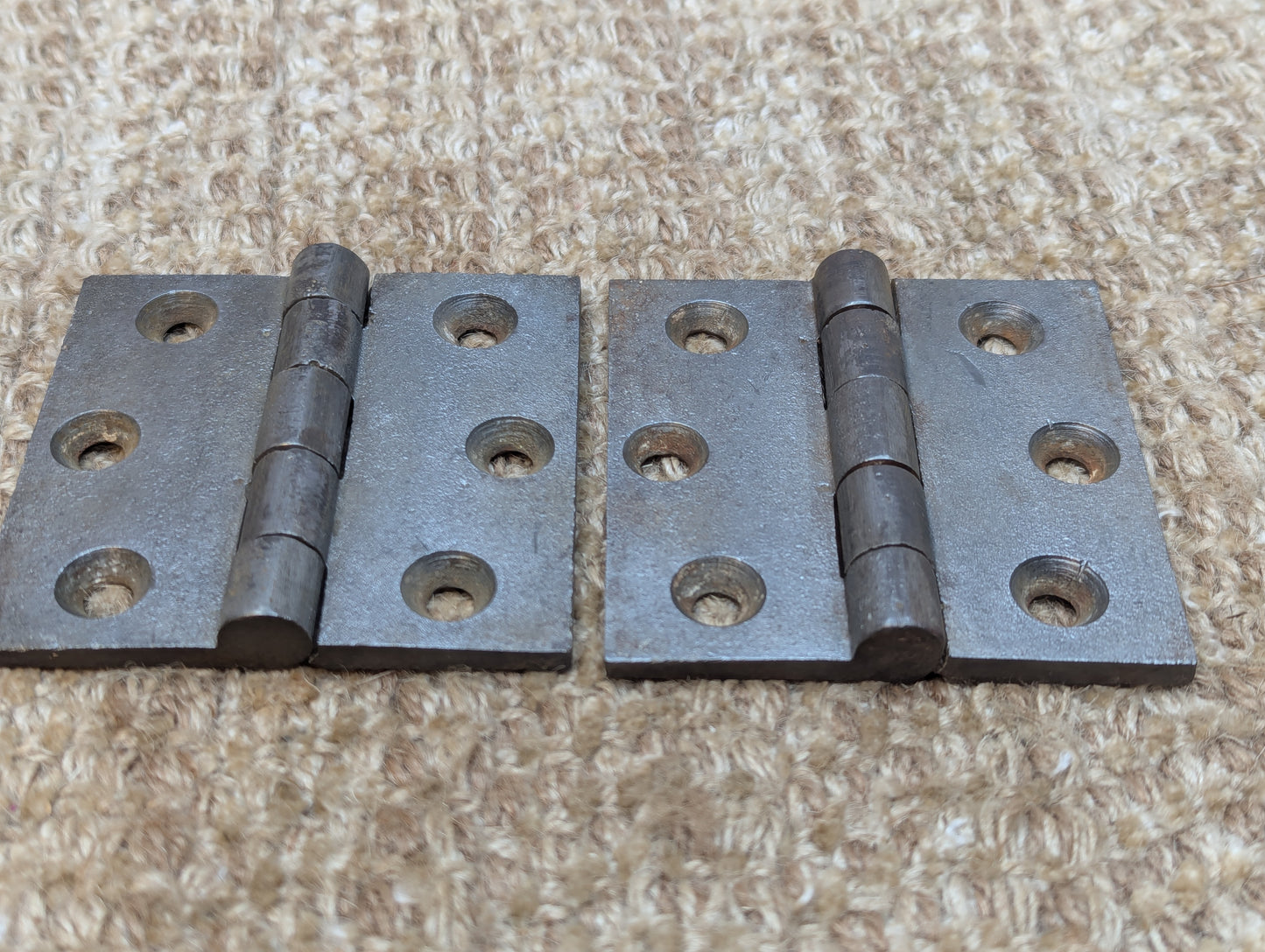 Pair 3" x 3" Antique Cast Iron Butt Hinges Door Hardware