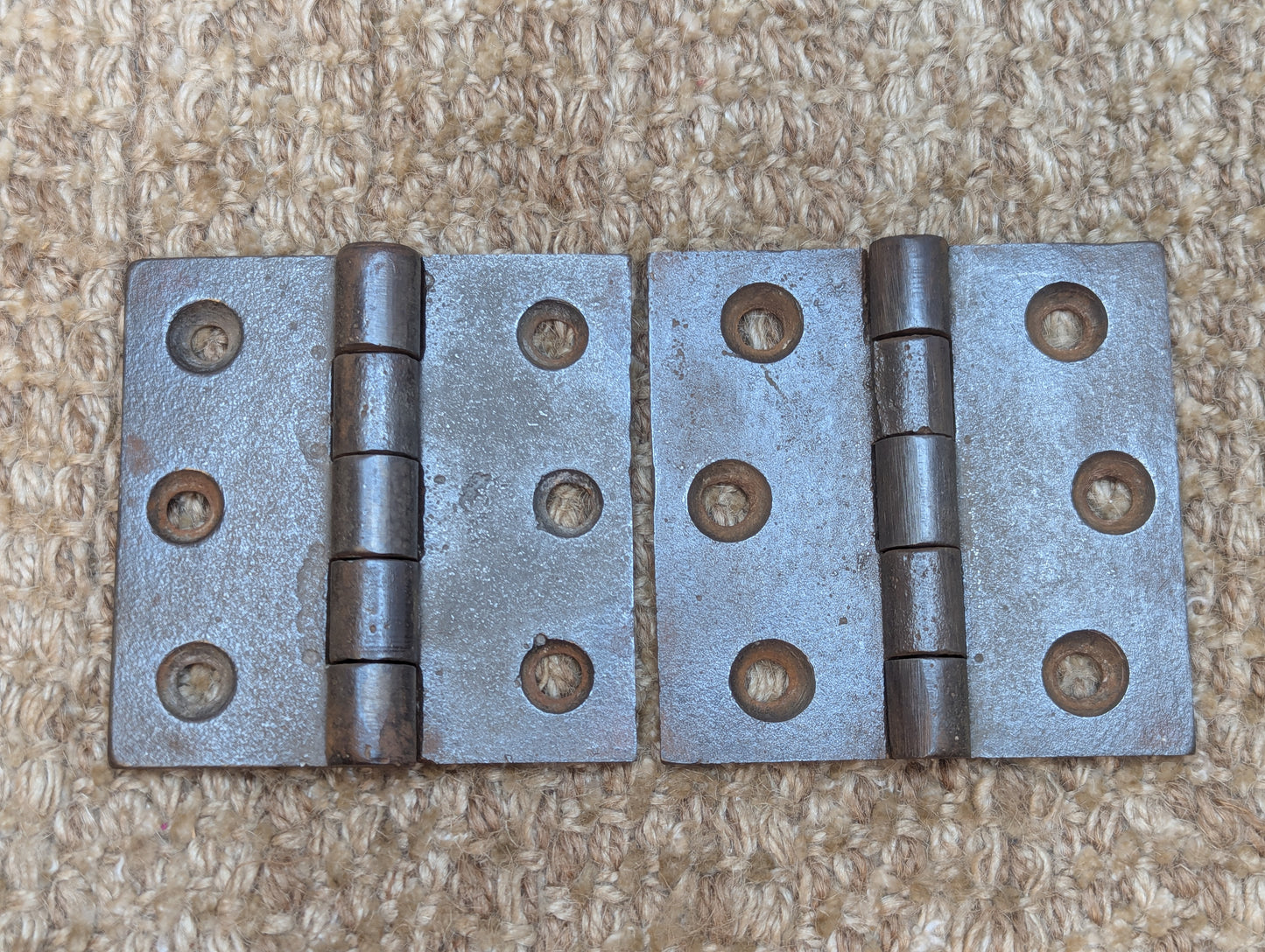 Pair 3" x 3" Antique Cast Iron Butt Hinges Door Hardware