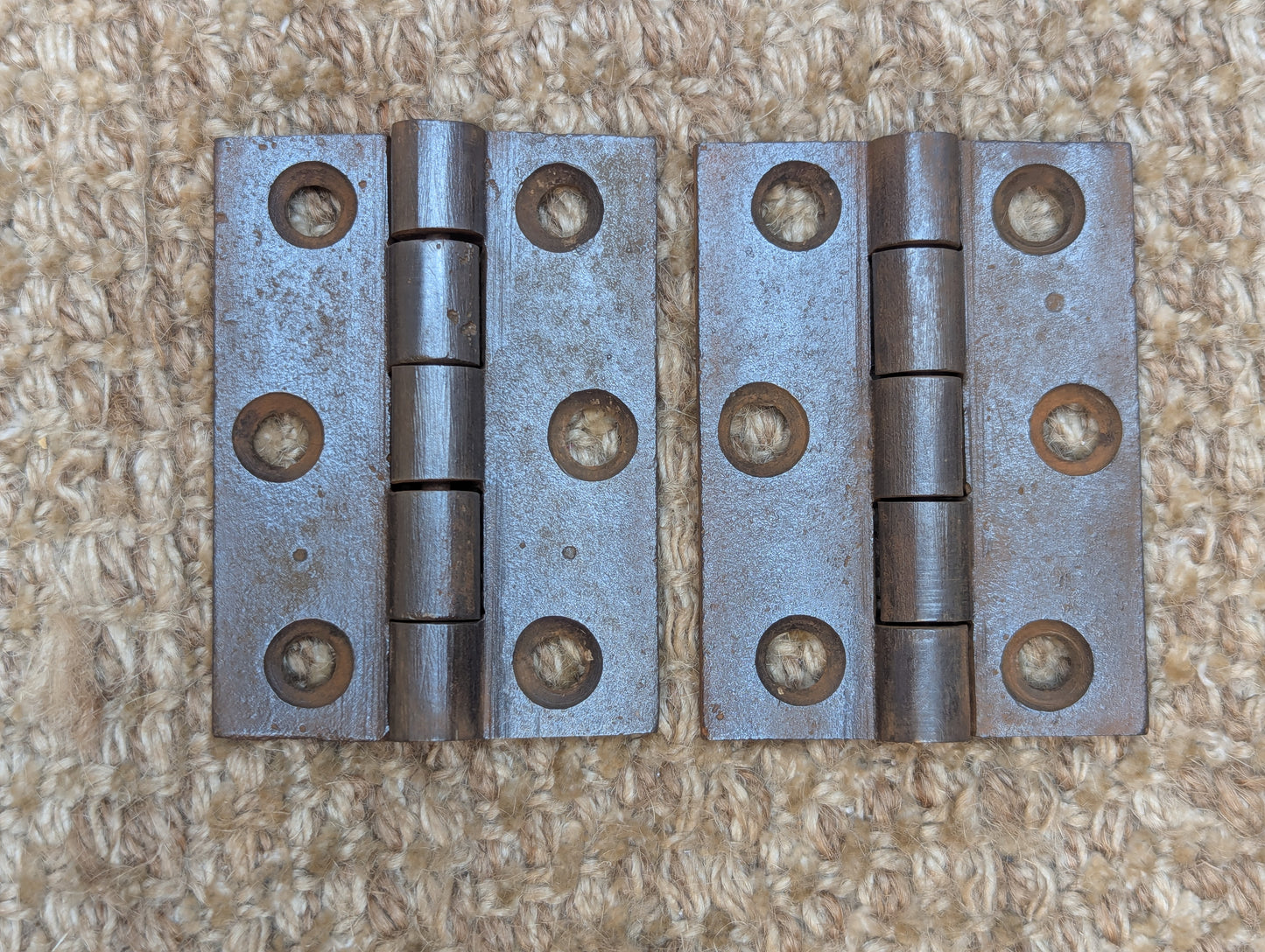Pair 2 1/8" x 2 7/8" Antique Cast Iron Butt Hinges Door Hardware