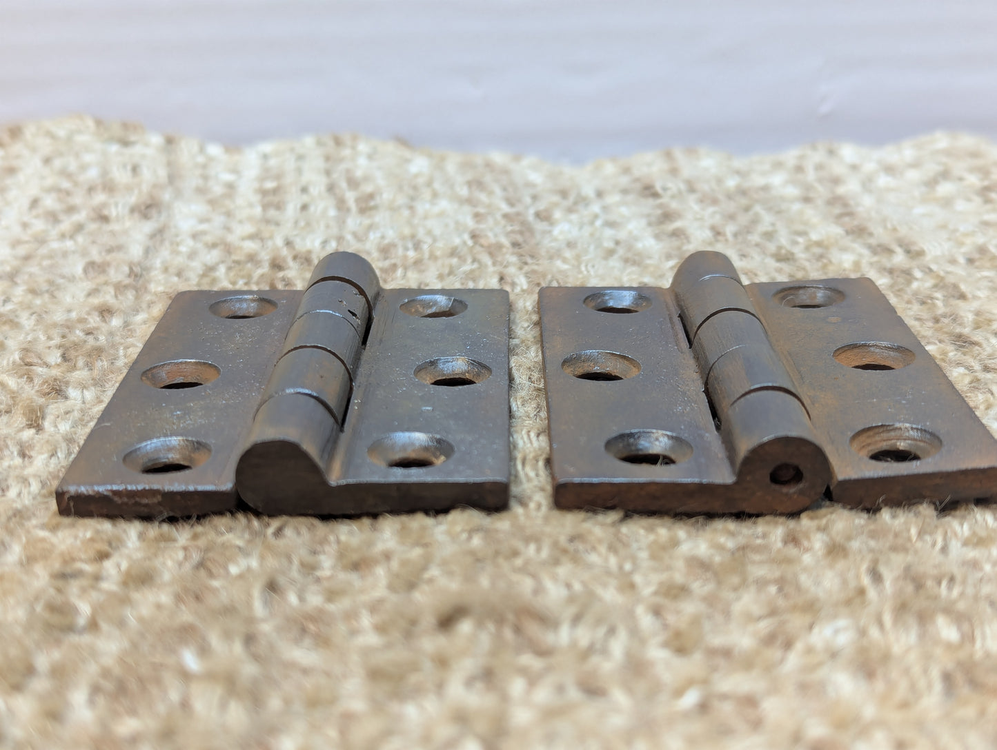 Pair 2 1/8" x 2 7/8" Antique Cast Iron Butt Hinges Door Hardware