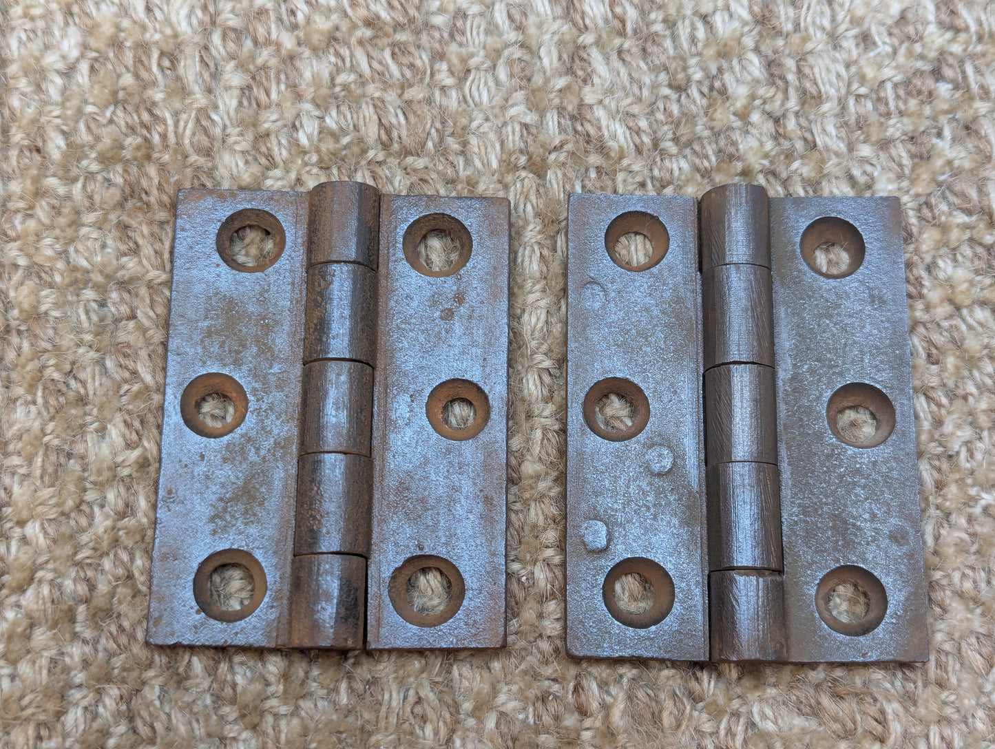 Pair 2 1/8" x 2 15/16" Antique Cast Iron Butt Hinges Door Hardware