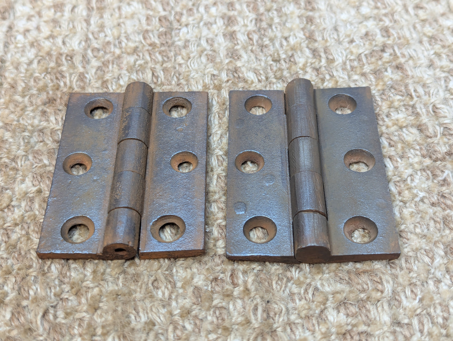 Pair 2 1/8" x 2 15/16" Antique Cast Iron Butt Hinges Door Hardware