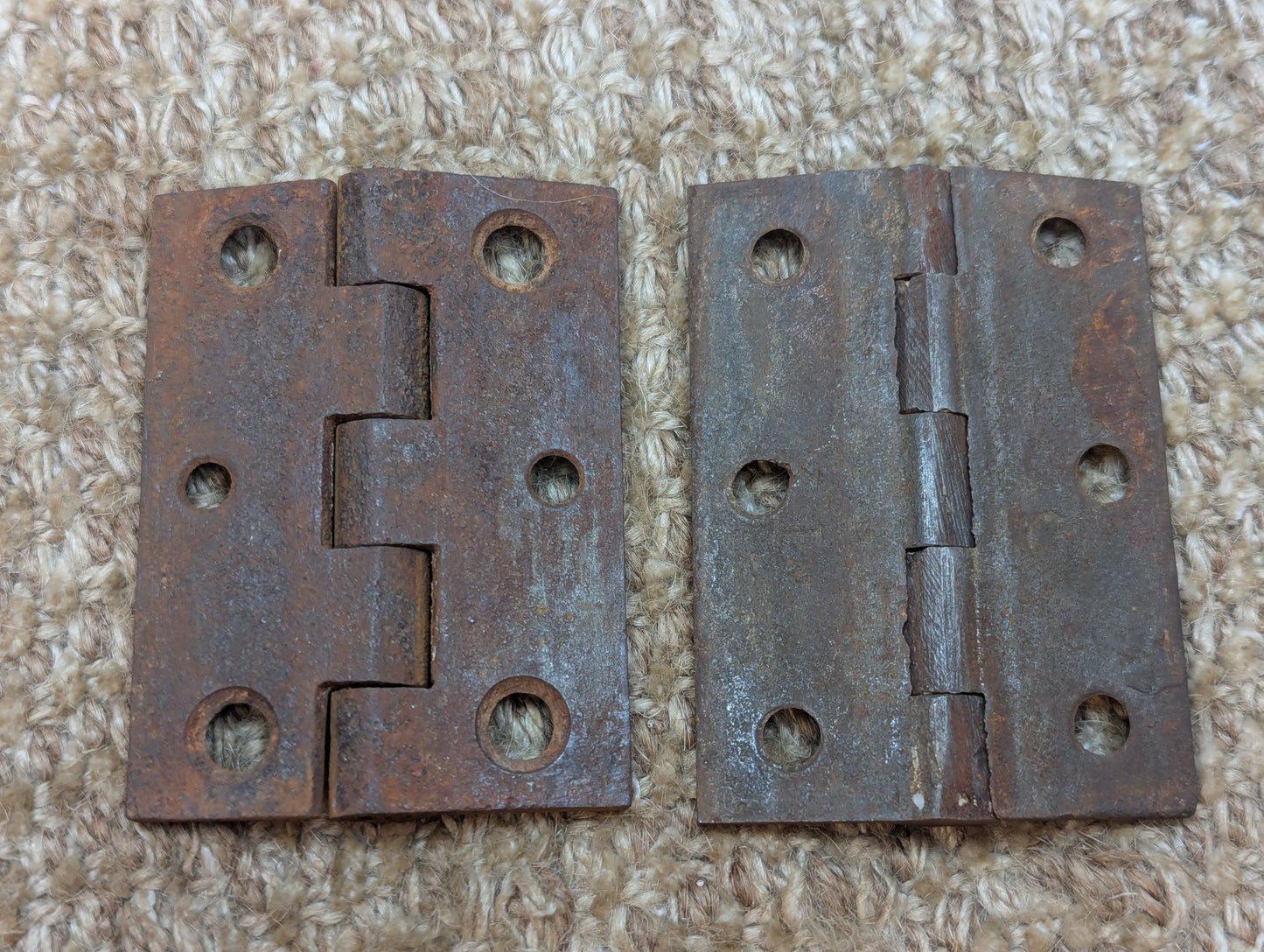 Pair 2 1/8" x 2 15/16" Antique Cast Iron Butt Hinges Door Hardware