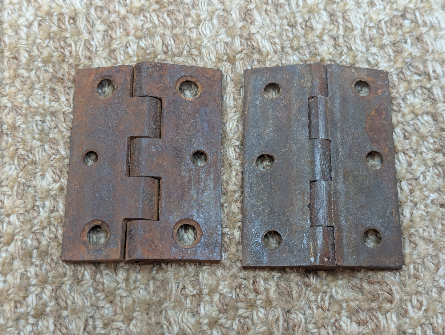 Pair 2 1/8" x 2 15/16" Antique Cast Iron Butt Hinges Door Hardware