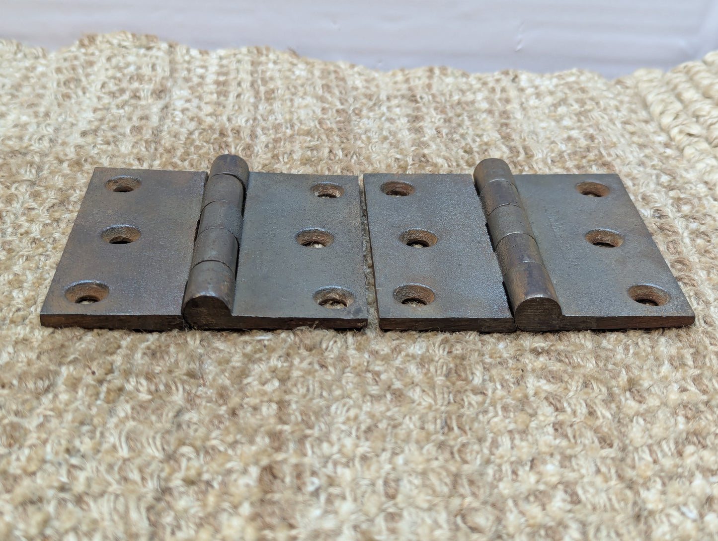 Pair N-ENG BUTT CO 3 1/2" x 3 1/2" Antique Cast Iron Butt Hinges Door Hardware