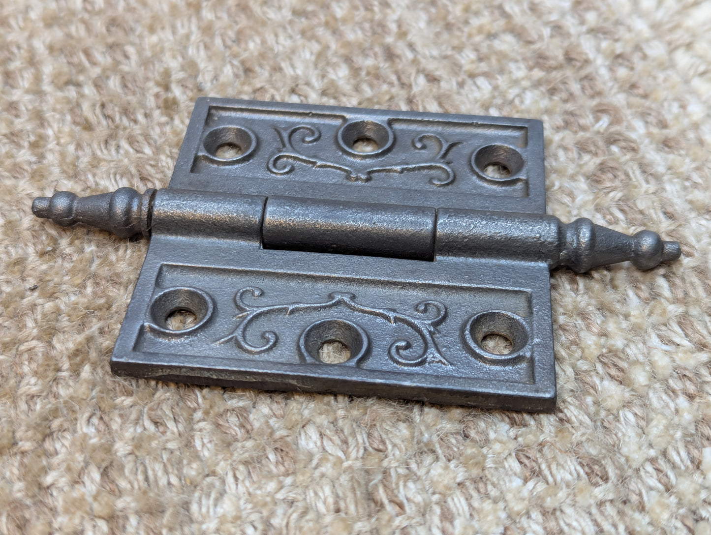 3" x 3 1/2" Antique Ornate Cast Iron Steeple Tip Hinge Door Hardware