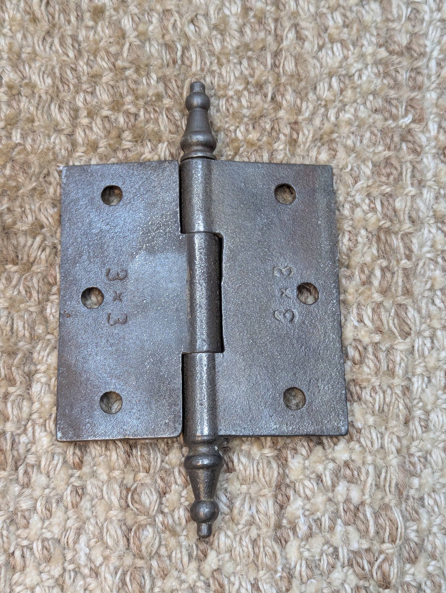 3" x 3 1/2" Antique Ornate Cast Iron Steeple Tip Hinge Door Hardware