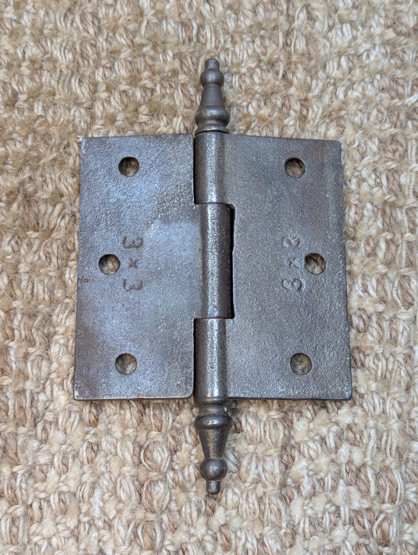 3" x 3 1/2" Antique Ornate Cast Iron Steeple Tip Hinge Door Hardware