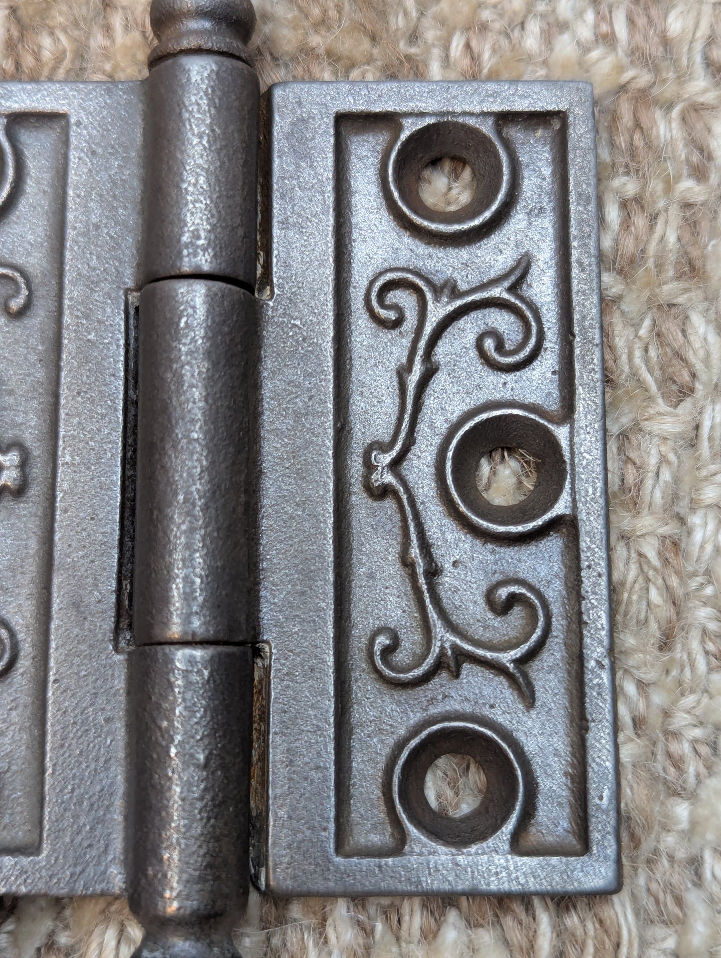 3" x 3 1/2" Antique Ornate Cast Iron Steeple Tip Hinge Door Hardware