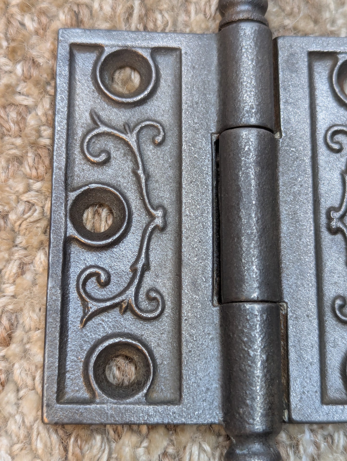 3" x 3 1/2" Antique Ornate Cast Iron Steeple Tip Hinge Door Hardware