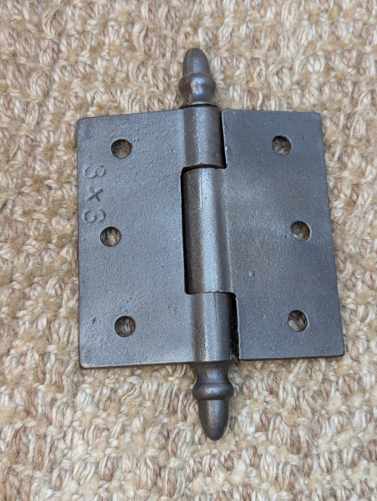 3" x 3" Antique Cast Iron Acorn Tip Hinge Door Hardware