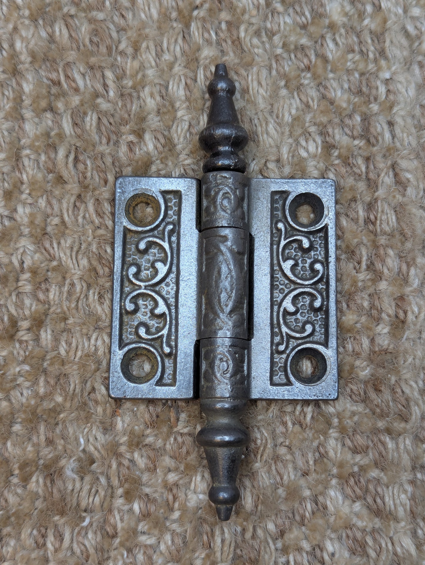 2" x 2" Antique Ornate Cast Iron Steeple Tip Hinge Door Hardware