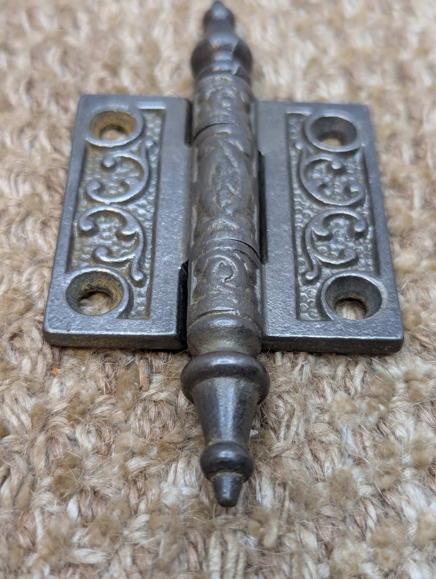 2" x 2" Antique Ornate Cast Iron Steeple Tip Hinge Door Hardware
