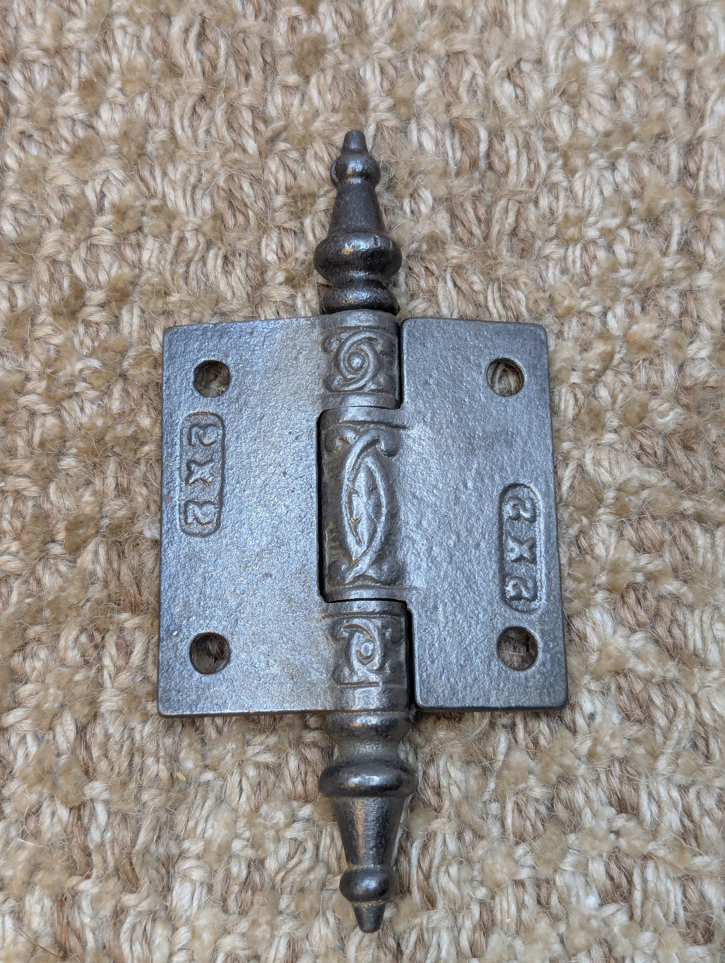 2" x 2" Antique Ornate Cast Iron Steeple Tip Hinge Door Hardware