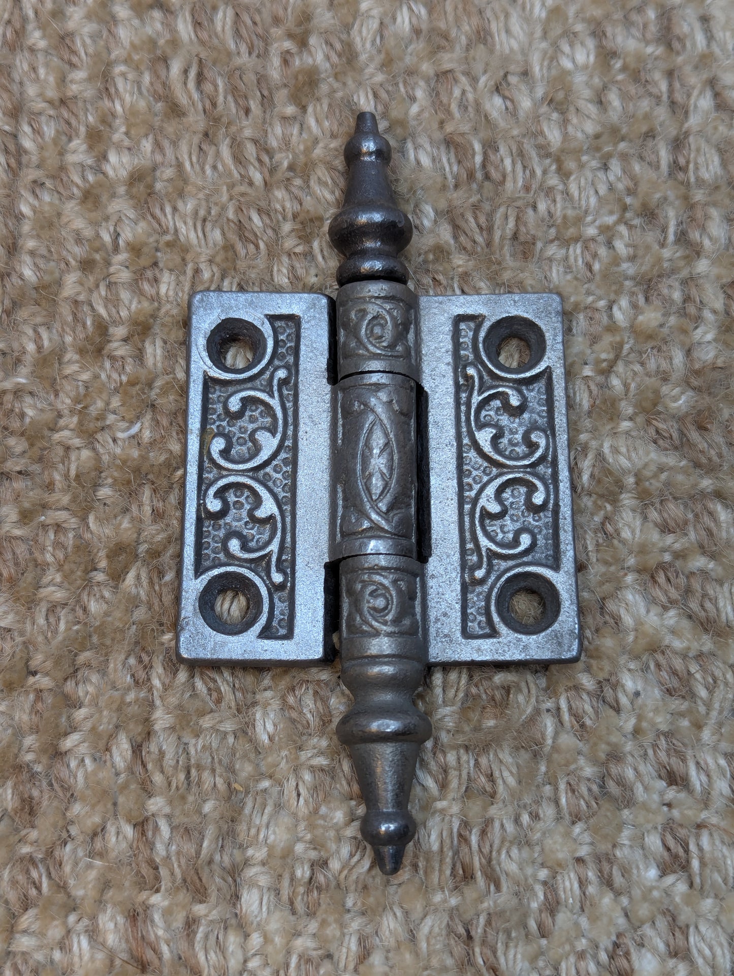 2" x 2" Antique Ornate Cast Iron Steeple Tip Hinge Door Hardware
