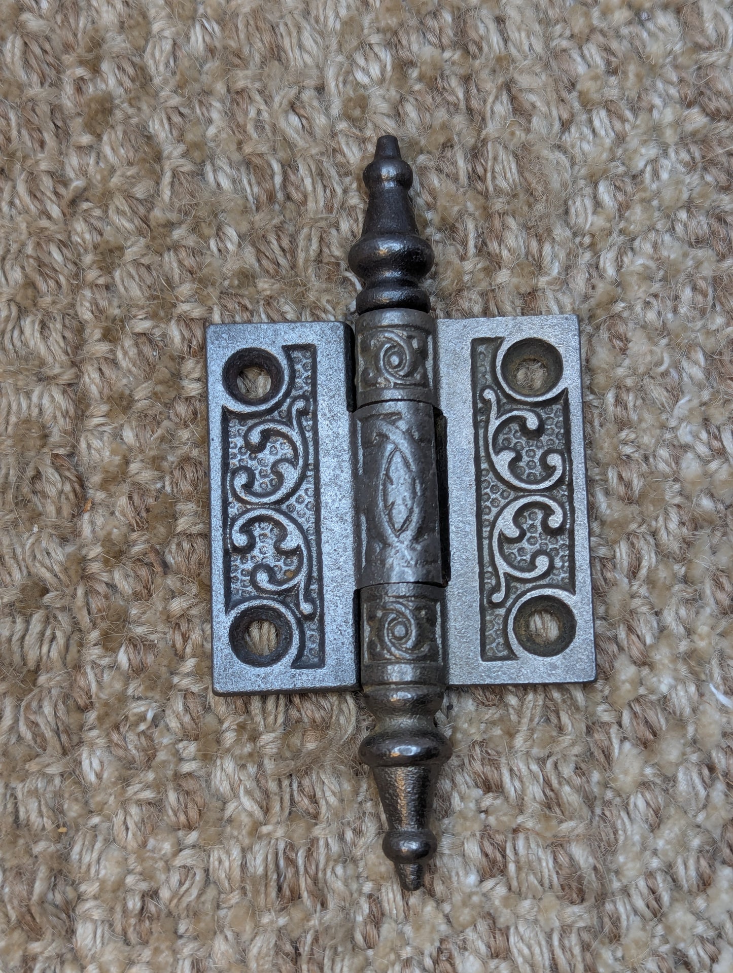 2" x 2" Antique Ornate Cast Iron Steeple Tip Hinge Door Hardware