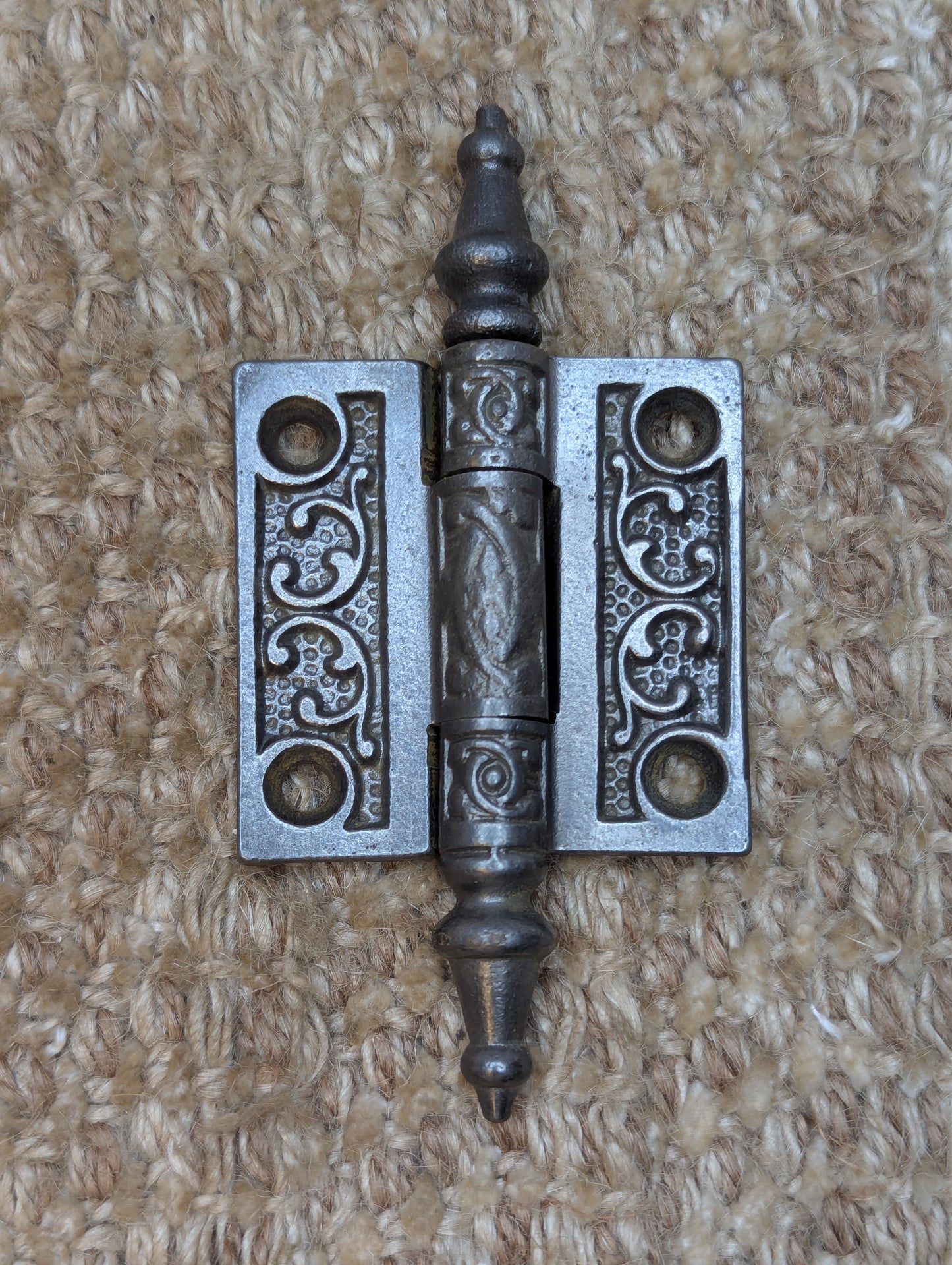 2" x 2" Antique Ornate Cast Iron Steeple Tip Hinge Door Hardware