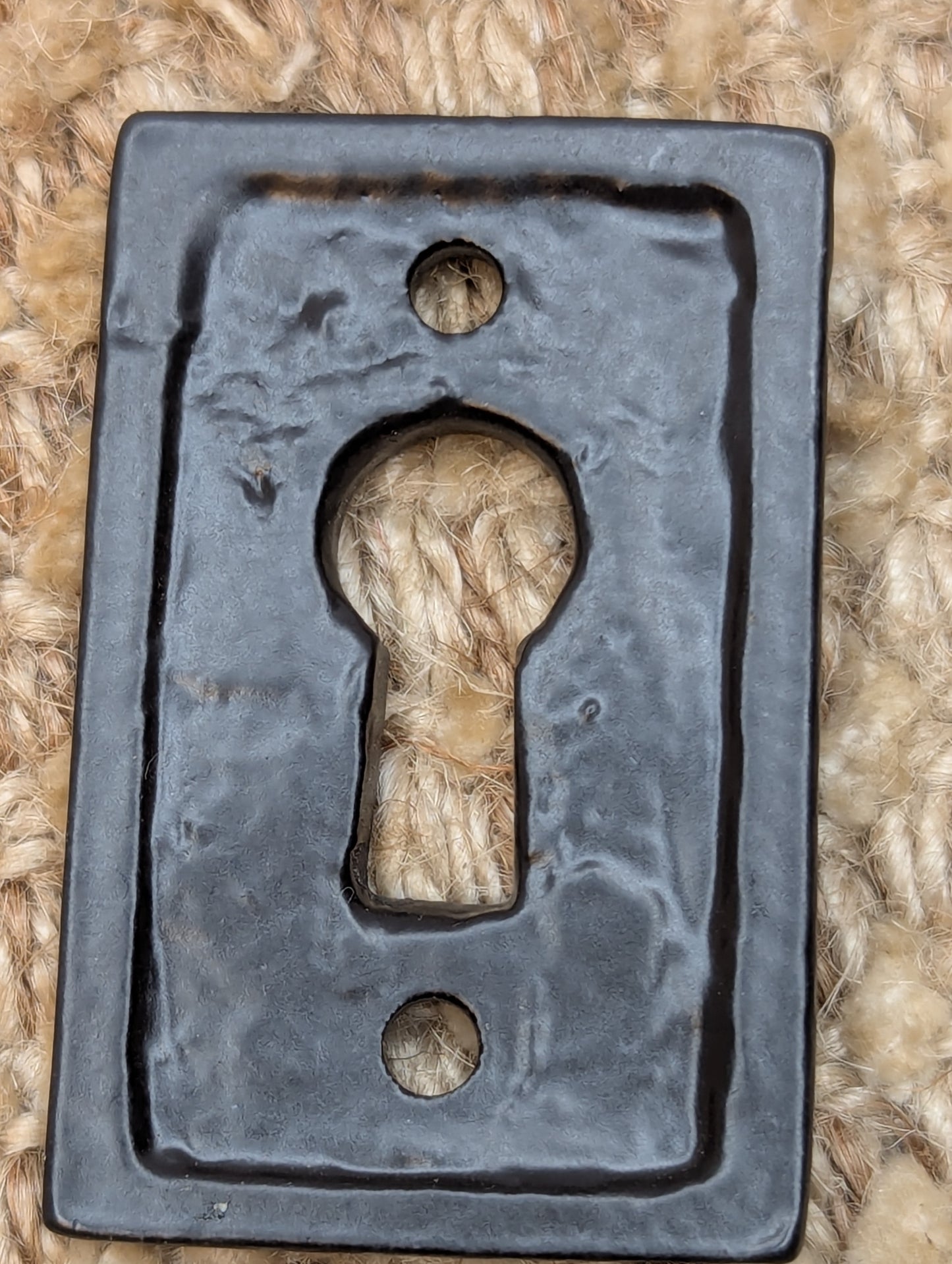 Vintage Black Cast Iron Key Hole Cover Escutcheon Door Hardware