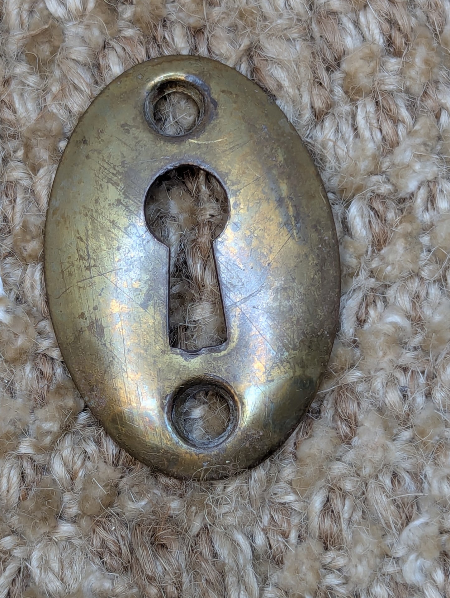 Antique Yale Brass Key Hole Cover Escutcheon Door Hardware