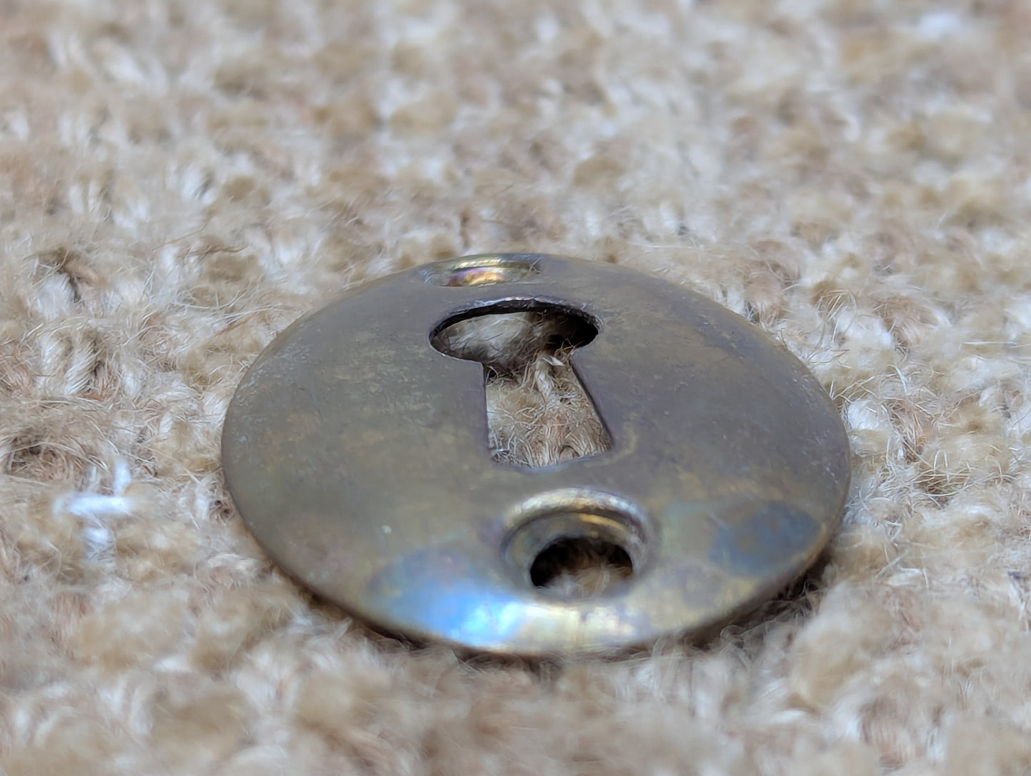 Antique Yale Brass Key Hole Cover Escutcheon Door Hardware