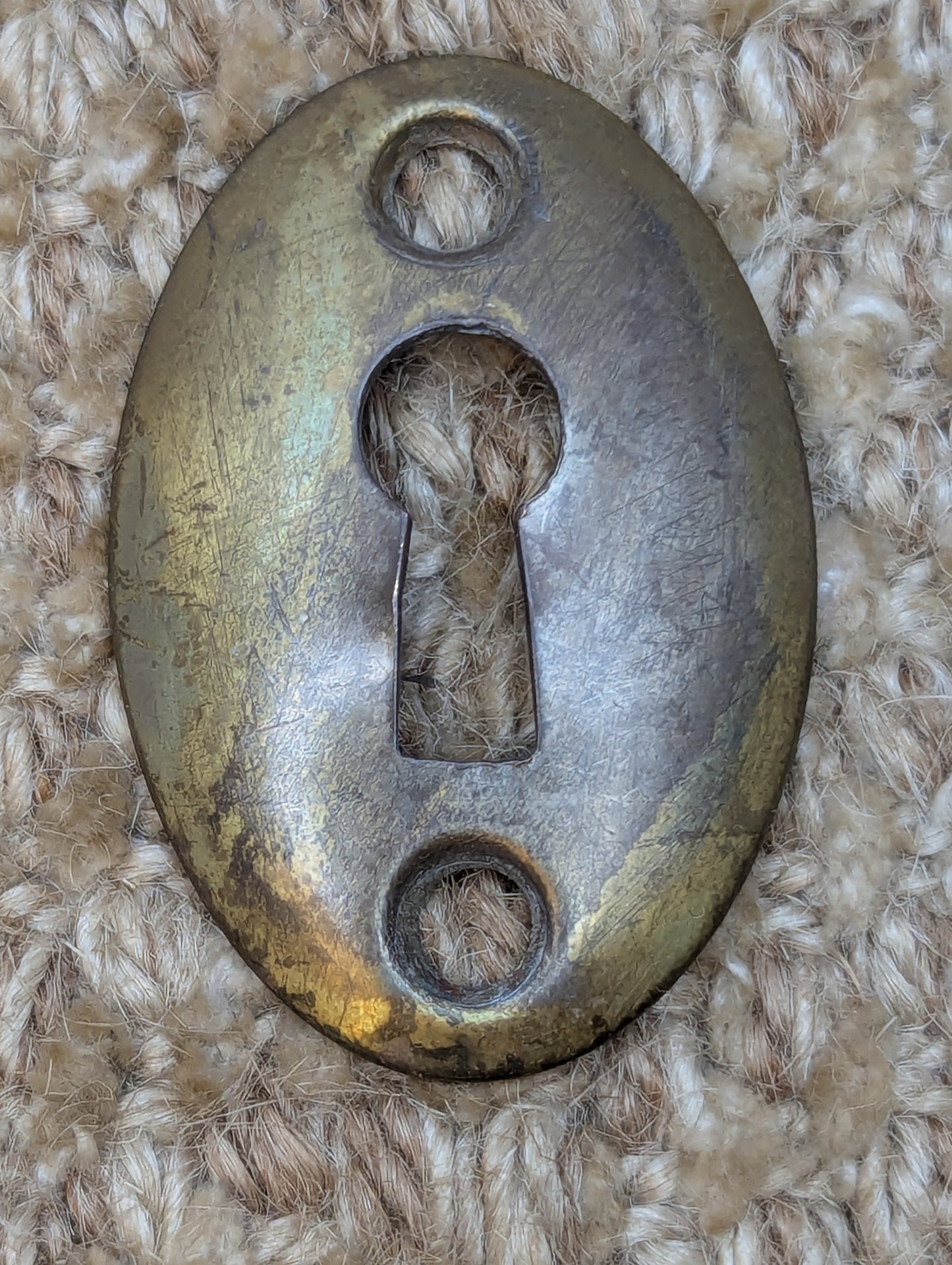 Antique Yale Brass Key Hole Cover Escutcheon Door Hardware