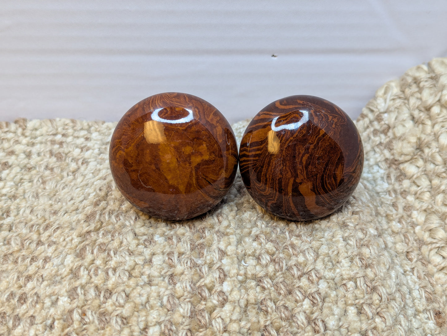 Pair Antique Swirl Brown Porcelain Door Knob Door Hardware