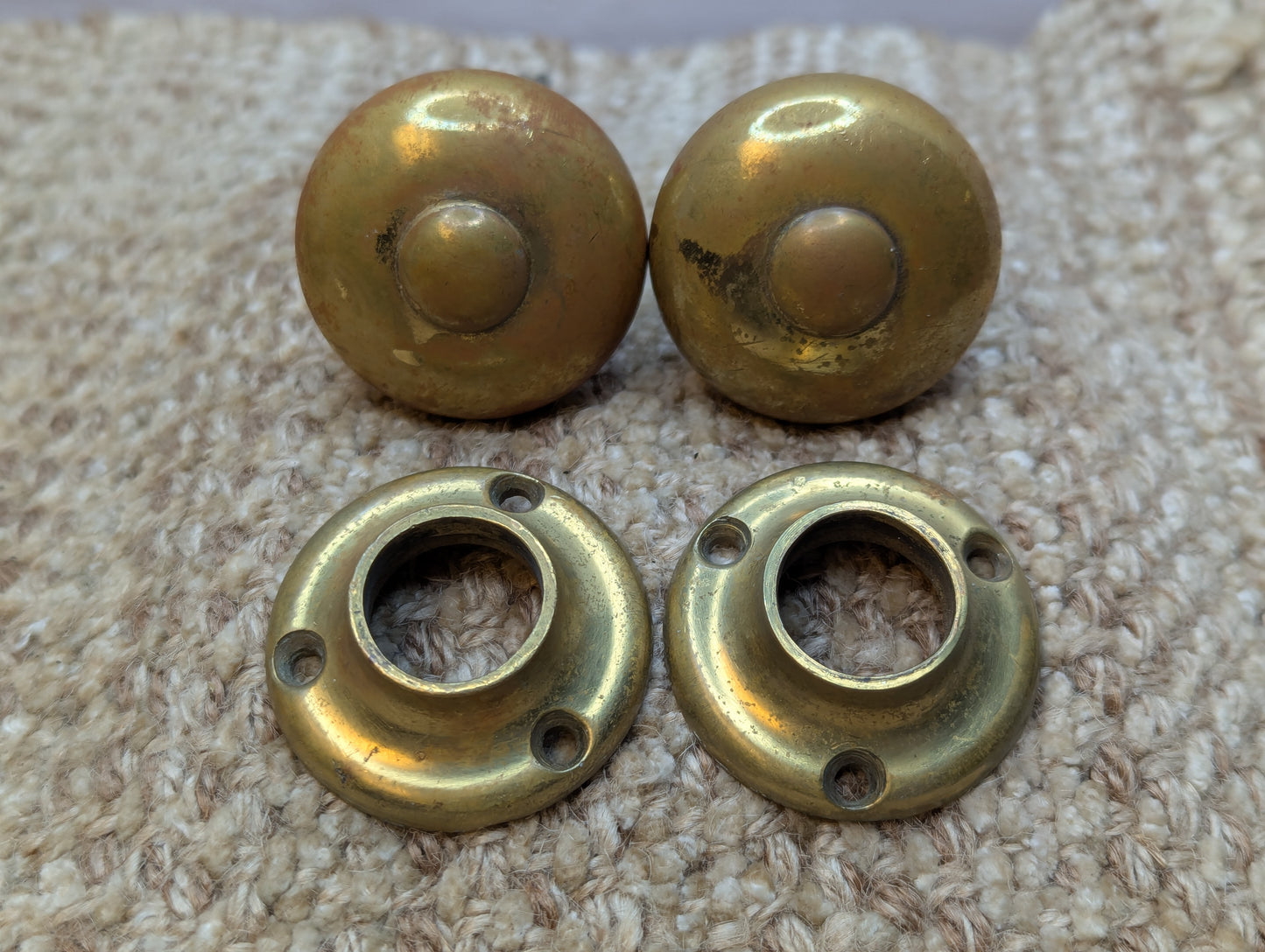 1 3/4" Antique Brass Door Knobs & Brass Rosettes #3411 3/4 Door Hardware