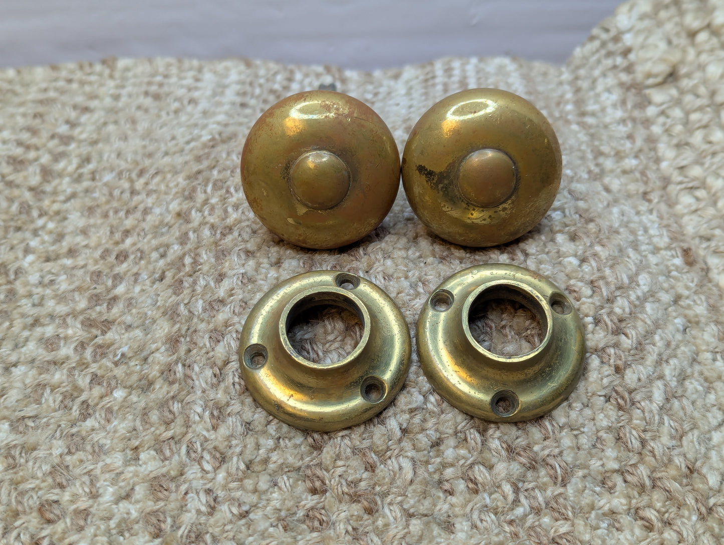 1 3/4" Antique Brass Door Knobs & Brass Rosettes #3411 3/4 Door Hardware