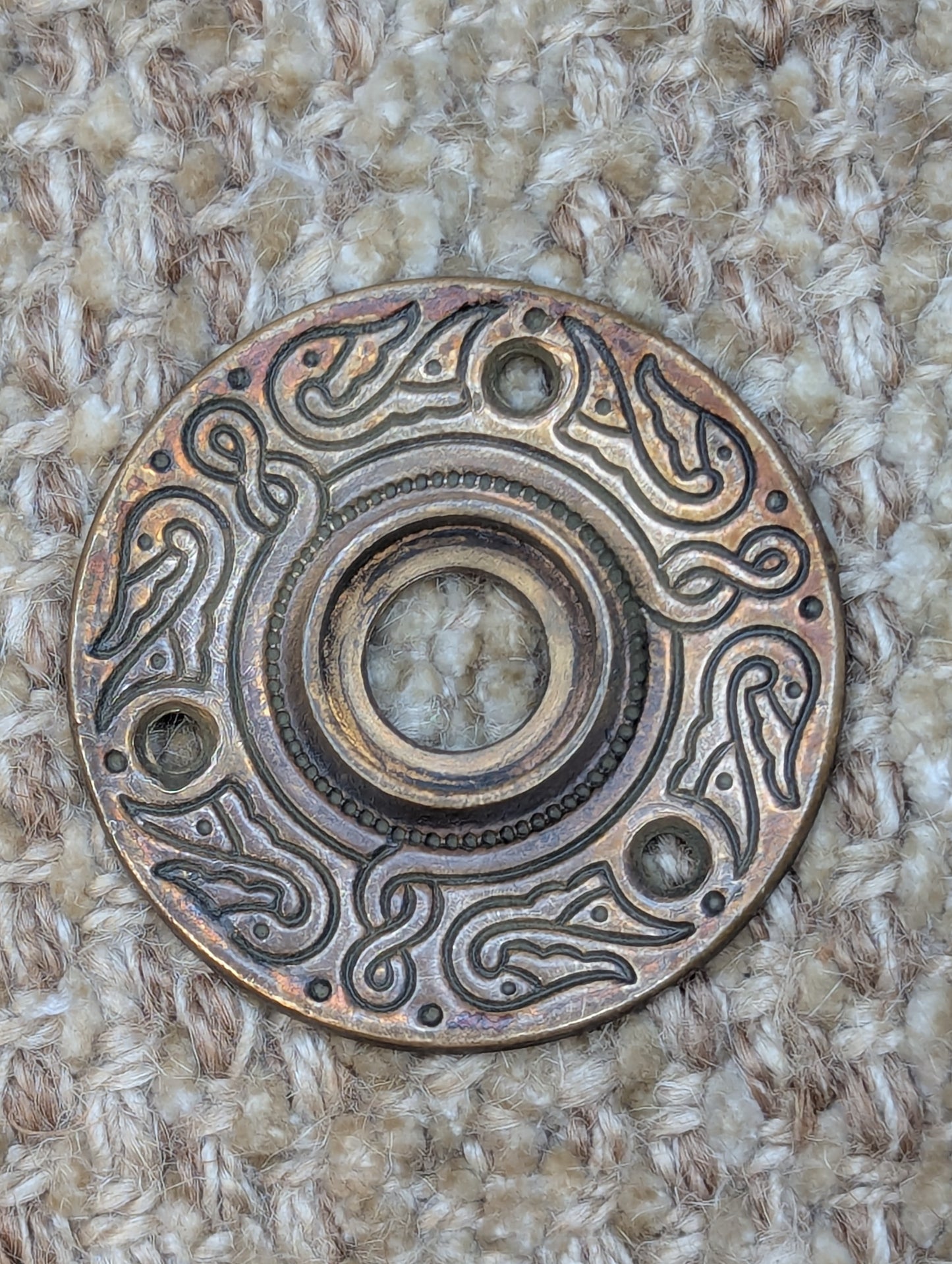 2 1/8" Antique Ornate Brass Rosette Escutcheon For Door Knob Door Hardware