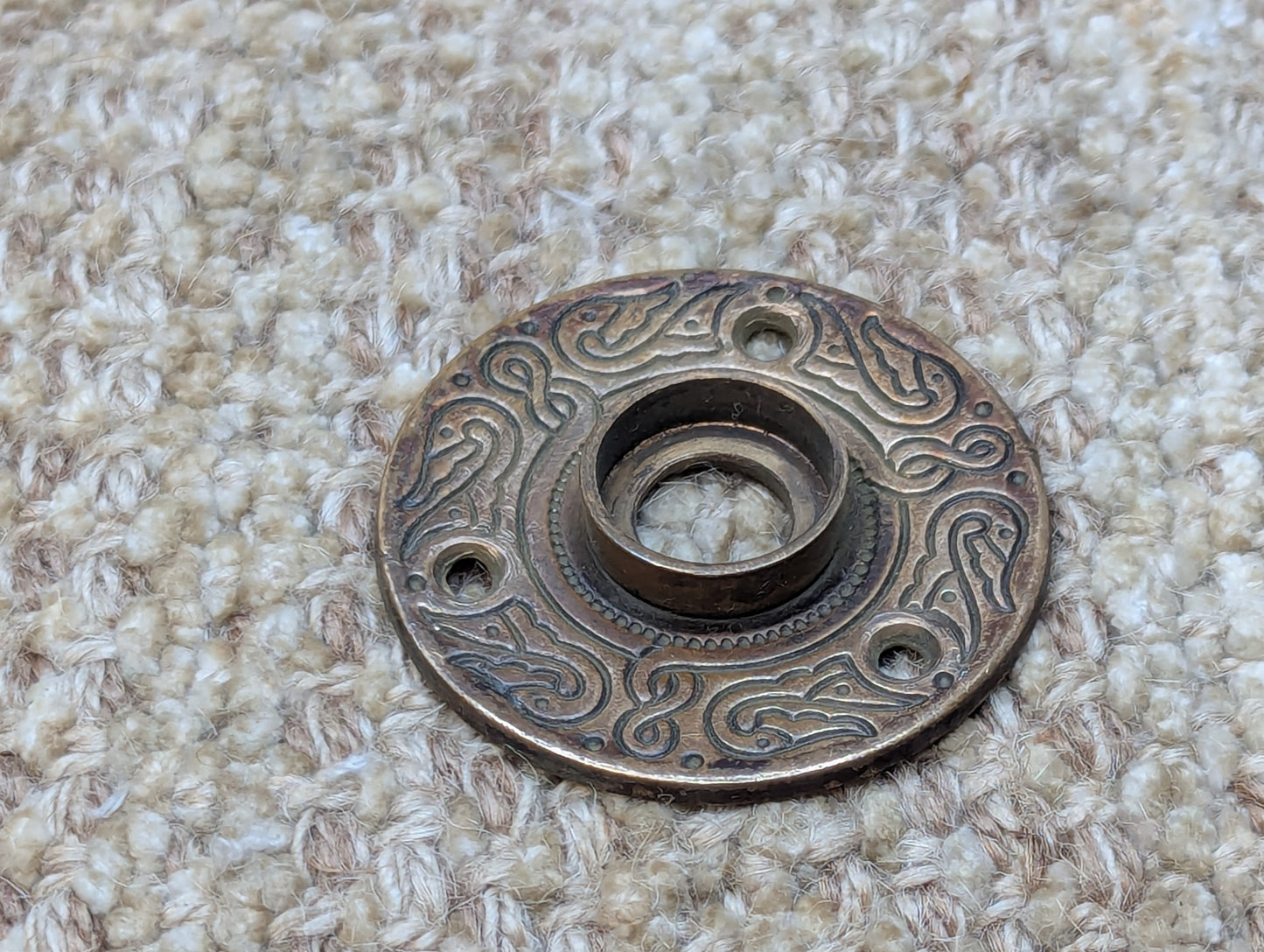 2 1/8" Antique Ornate Brass Rosette Escutcheon For Door Knob Door Hardware