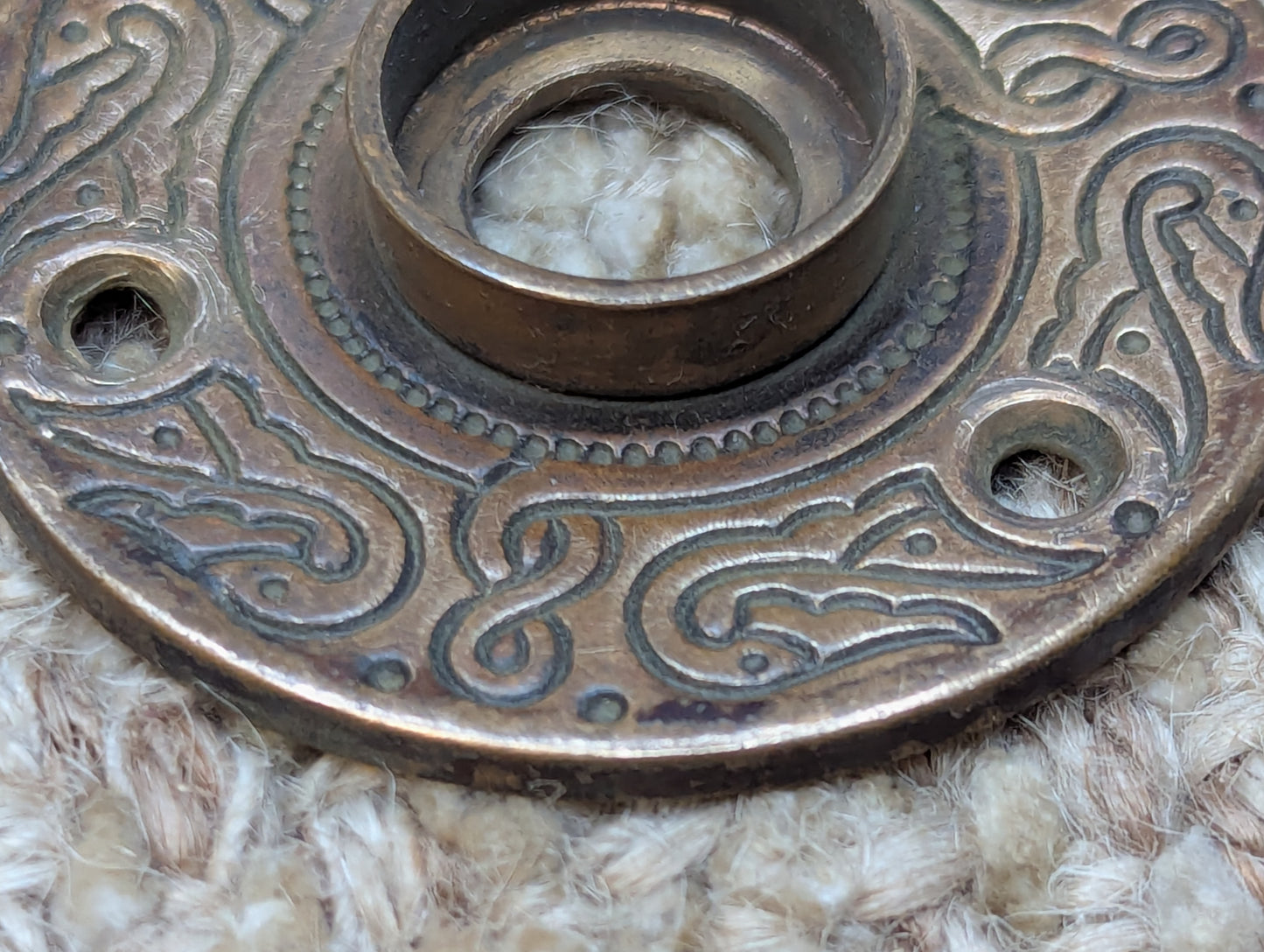 2 1/8" Antique Ornate Brass Rosette Escutcheon For Door Knob Door Hardware