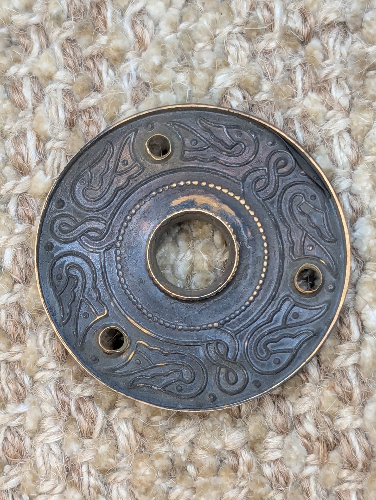2 1/8" Antique Ornate Brass Rosette Escutcheon For Door Knob Door Hardware