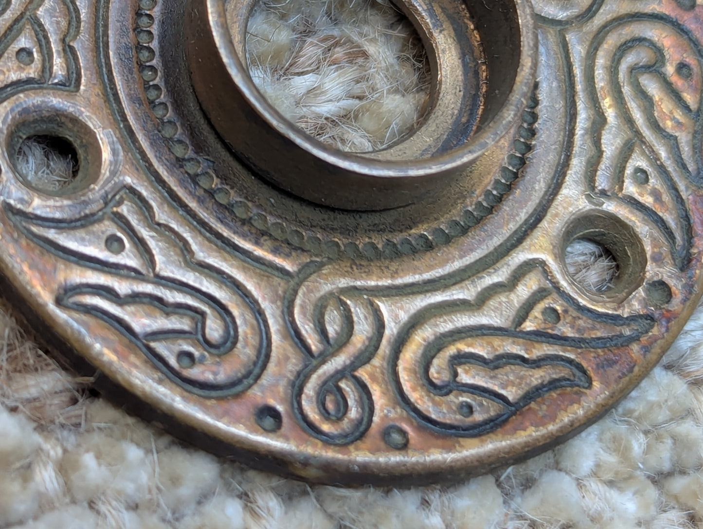 2 1/8" Antique Ornate Brass Rosette Escutcheon For Door Knob Door Hardware