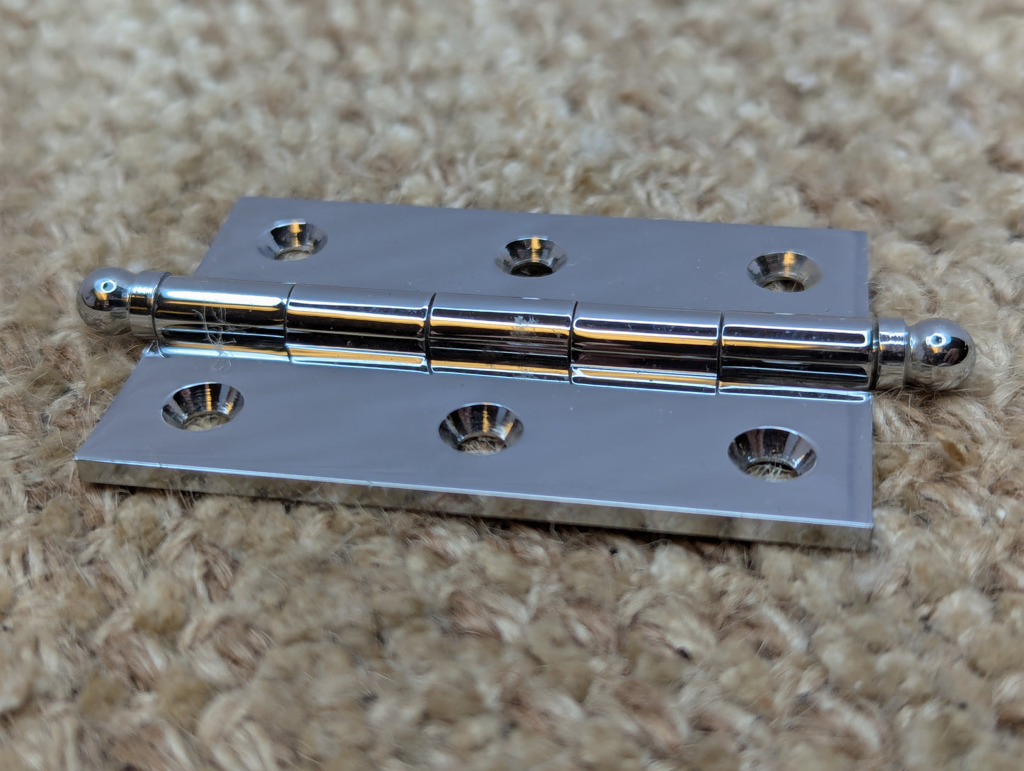 1 11/16" x 2 1/2" Chrome Plated Brass Ball Tip Cabinet Door Hinge