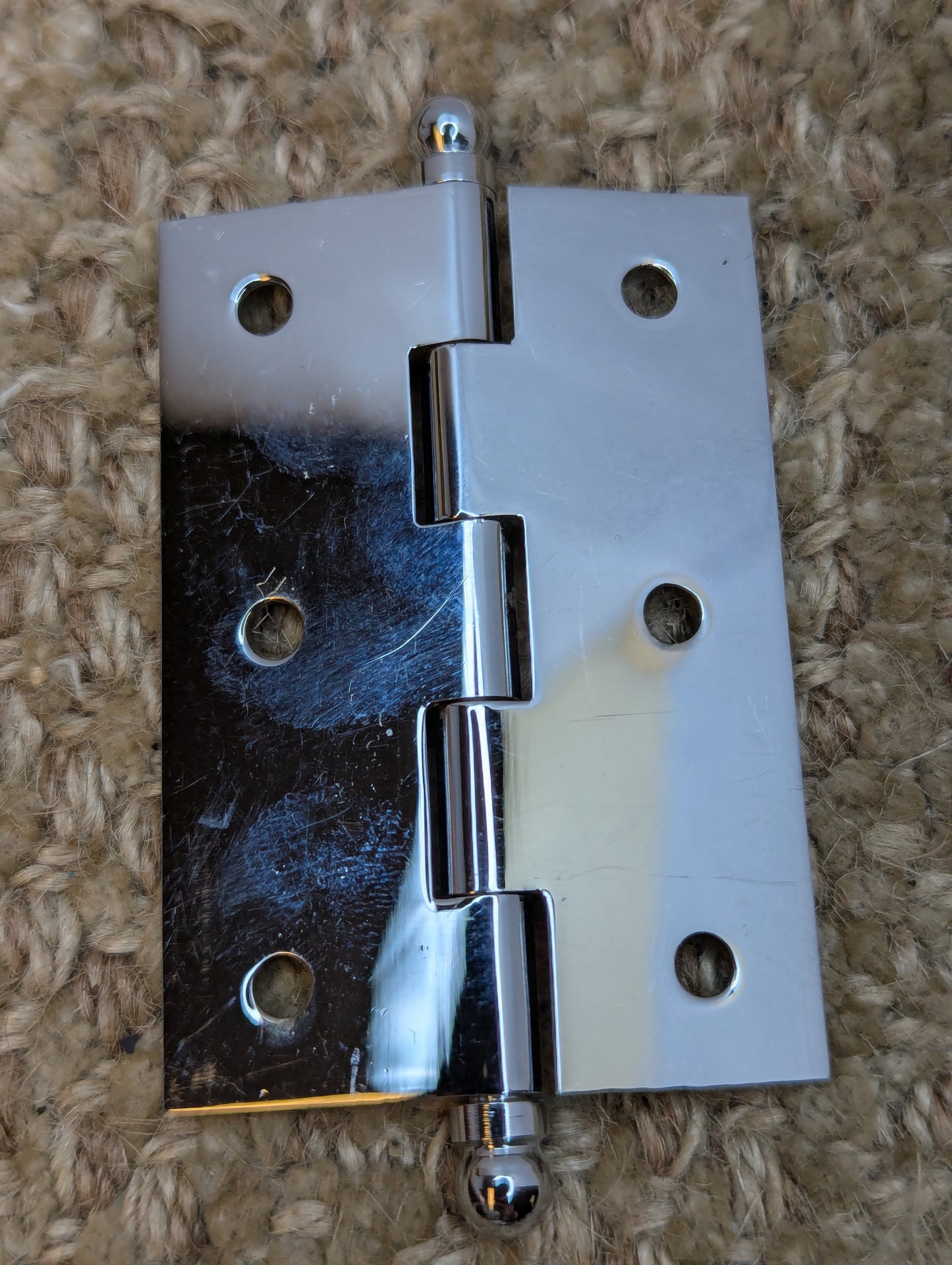 1 11/16" x 2 1/2" Chrome Plated Brass Ball Tip Cabinet Door Hinge